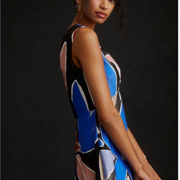 Open back printed midi dress worn once this dress has color variations - Picture 2 of 6
